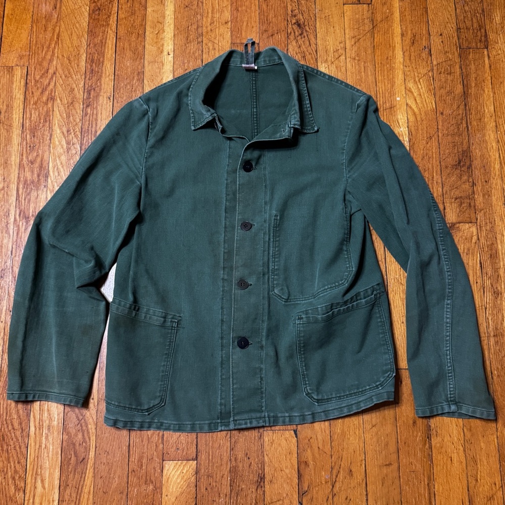 Men's Vintage German Green Workwear Jacket Chore Coat